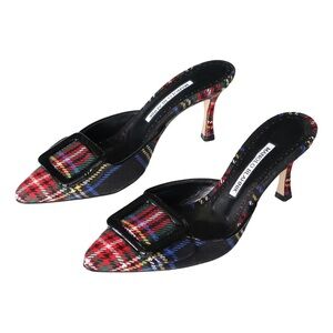 Manolo Blahnik Red Plaid Heels